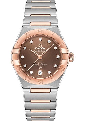 Omega Constellation Manhattan Co-Axial Master Chronometer Watch - 29 mm Steel And Sedna Gold Case - Brown Diamond Dial - 131.20.29.20.63.001 - Luxury Time NYC