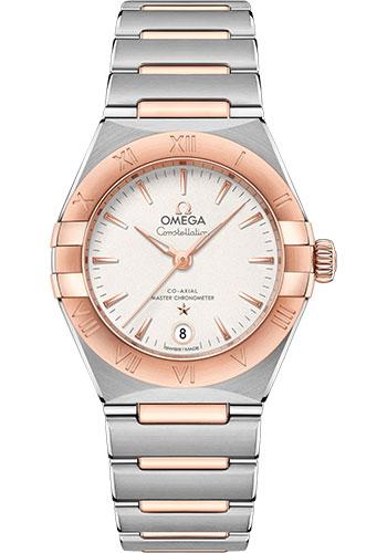 Omega Constellation Manhattan Co-Axial Master Chronometer Watch - 29 mm Steel And Sedna Gold Case - Crystal White Silvery Dial - 131.20.29.20.02.001 - Luxury Time NYC