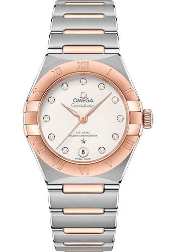 Omega Constellation Manhattan Co Axial Master Chronometer Watch 29 mm Steel And Sedna Gold Case Crystal White Silvery Diamond Dial