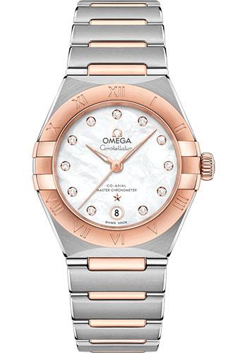 Omega Constellation Manhattan Co-Axial Master Chronometer Watch - 29 mm Steel And Sedna Gold Case - Mother-Of-Pearl Diamond Dial - 131.20.29.20.55.001 - Luxury Time NYC