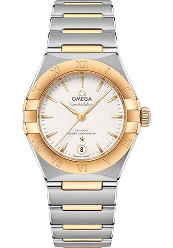 Omega Constellation Manhattan Co-Axial Master Chronometer Watch - 29 mm Steel And Yellow Gold Case - Crystal White Slivery Dial - 131.20.29.20.02.002 - Luxury Time NYC