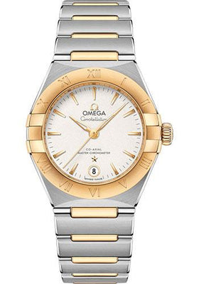 Omega Constellation Manhattan Co-Axial Master Chronometer Watch - 29 mm Steel And Yellow Gold Case - Crystal White Slivery Dial - 131.20.29.20.02.002 - Luxury Time NYC
