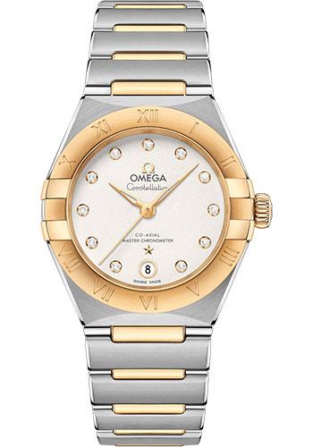 Omega Constellation Manhattan Co-Axial Master Chronometer Watch - 29 mm Steel And Yellow Gold Case - Crystal White Slivery Diamond Dial - 131.20.29.20.52.002 - Luxury Time NYC