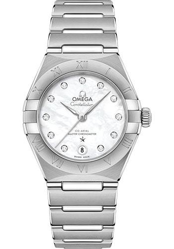 Omega Constellation Manhattan Co-Axial Master Chronometer Watch - 29 mm Steel Case - Mother-Of-Pearl Diamond Dial - 131.10.29.20.55.001 - Luxury Time NYC