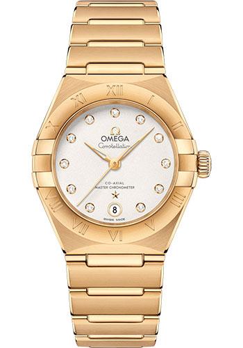 Omega Constellation Manhattan Co-Axial Master Chronometer Watch - 29 mm Yellow Gold Case - Crystal White Silvery Diamond Dial - 131.50.29.20.52.002 - Luxury Time NYC