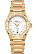 Load image into Gallery viewer, Omega Constellation Manhattan Co-Axial Master Chronometer Watch - 29 mm Yellow Gold Case - Diamond-Paved Bezel - Mother-Of-Pearl Diamond Dial - 131.55.29.20.55.002 - Luxury Time NYC