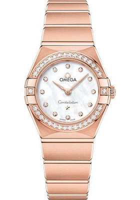 Omega Constellation Manhattan Quartz Watch - 25 mm Sedna Gold Case - Diamond-Paved Bezel - Mother-Of-Pearl Diamond Dial - 131.55.25.60.55.001 - Luxury Time NYC