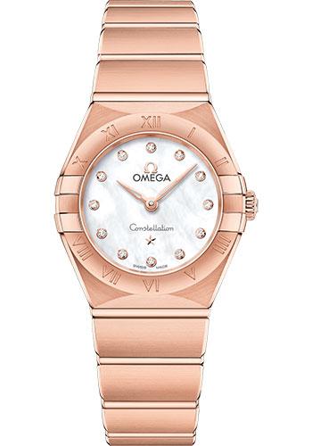 Omega Constellation Manhattan Quartz Watch - 25 mm Sedna Gold Case - Mother-Of-Pearl Diamond Dial - 131.50.25.60.55.001 - Luxury Time NYC