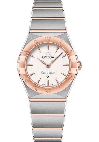 Omega Constellation Manhattan Quartz Watch - 25 mm Steel And Sedna Gold Case - Crystal White Silvery Dial - 131.20.25.60.02.001 - Luxury Time NYC