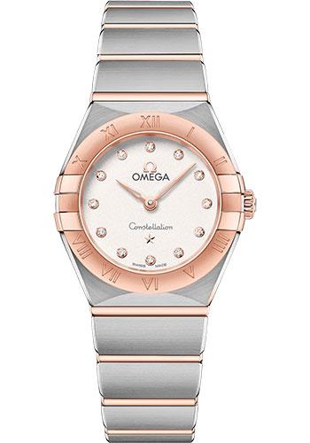 Omega Constellation Manhattan Quartz Watch - 25 mm Steel And Sedna Gold Case - Crystal White Silvery Diamond Dial - 131.20.25.60.52.001 - Luxury Time NYC
