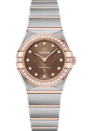 Omega Constellation Manhattan Quartz Watch - 25 mm Steel And Sedna Gold Case - Diamond-Paved Bezel - Brown Diamond Dial - 131.25.25.60.63.001 - Luxury Time NYC