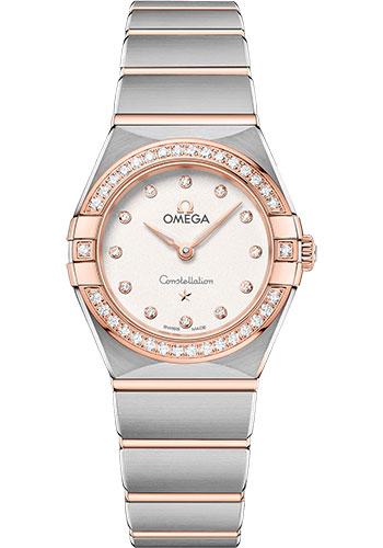 Omega Constellation Manhattan Quartz Watch - 25 mm Steel And Sedna Gold Case - Diamond-Paved Bezel - Crystal White Silvery Diamond Dial - 131.25.25.60.52.001 - Luxury Time NYC