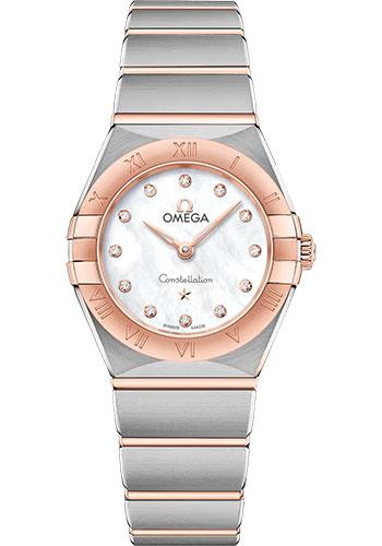 Omega Constellation Manhattan Quartz Watch - 25 mm Steel And Sedna Gold Case - Mother-Of-Pearl Diamond Dial - 131.20.25.60.55.001 - Luxury Time NYC