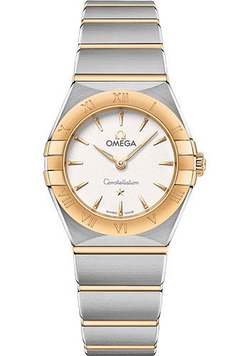 Omega Constellation Manhattan Quartz Watch - 25 mm Steel And Yellow Gold Case - Crystal White Silvery Dial - 131.20.25.60.02.002 - Luxury Time NYC