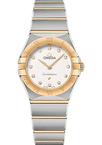 Omega Constellation Manhattan Quartz Watch - 25 mm Steel And Yellow Gold Case - Crystal White Silvery Diamond Dial - 131.20.25.60.52.002 - Luxury Time NYC