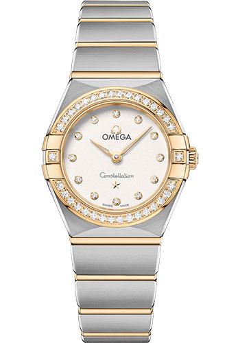 Omega Constellation Manhattan Quartz Watch - 25 mm Steel And Yellow Gold Case - Diamond-Paved Bezel - Crystal White Silvery Diamond Dial - 131.25.25.60.52.002 - Luxury Time NYC
