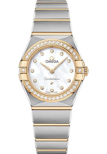 Omega Constellation Manhattan Quartz Watch - 25 mm Steel And Yellow Gold Case - Diamond-Paved Bezel - Mother-Of-Pearl Diamond Dial - 131.25.25.60.55.002 - Luxury Time NYC