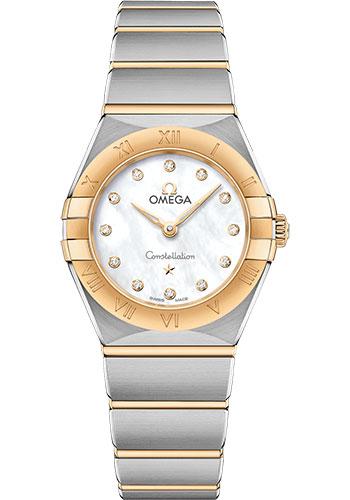 Omega Constellation Manhattan Quartz Watch - 25 mm Steel And Yellow Gold Case - Mother-Of-Pearl Diamond Dial - 131.20.25.60.55.002 - Luxury Time NYC