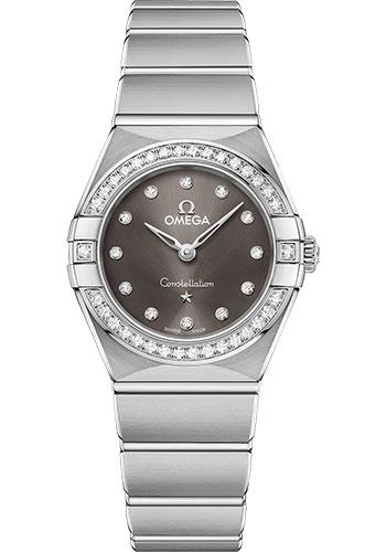 Omega Constellation Manhattan Quartz Watch - 25 mm Steel Case - Diamond-Paved Bezel - Grey Diamond Dial - 131.15.25.60.56.001 - Luxury Time NYC