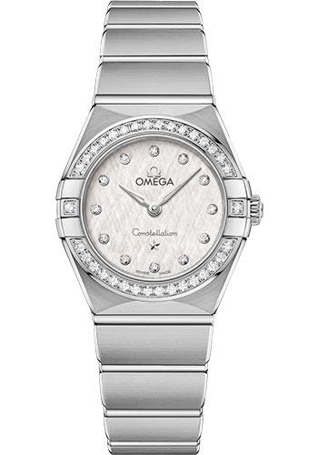 Omega Constellation Manhattan Quartz Watch - 25 mm Steel Case - Diamond-Paved Bezel - White Silvery Dial - 131.15.25.60.52.001 - Luxury Time NYC