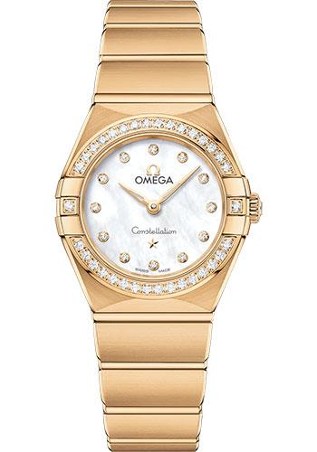 Omega Constellation Manhattan Quartz Watch - 25 mm Yellow Gold Case - Diamond-Paved Bezel - Mother-Of-Pearl Diamond Dial - 131.55.25.60.55.002 - Luxury Time NYC