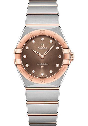 Omega Constellation Manhattan Quartz Watch - 28 mm Steel And Sedna Gold Case - Brown Diamond Dial - 131.20.28.60.63.001 - Luxury Time NYC