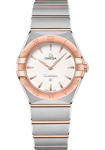 Omega Constellation Manhattan Quartz Watch - 28 mm Steel And Sedna Gold Case - Crystal White Silvery Dial - 131.20.28.60.02.001 - Luxury Time NYC