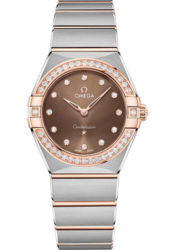 Omega Constellation Manhattan Quartz Watch - 28 mm Steel And Sedna Gold Case - Diamond-Paved Bezel - Brown Diamond Dial - 131.25.28.60.63.001 - Luxury Time NYC