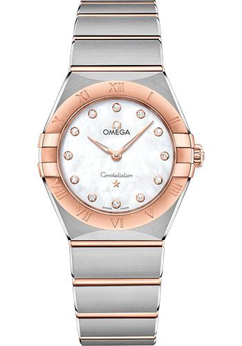 Omega Constellation Manhattan Quartz Watch - 28 mm Steel And Sedna Gold Case - Mother-Of-Pearl Diamond Dial - 131.20.28.60.55.001 - Luxury Time NYC