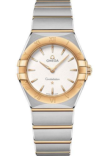 Omega Constellation Manhattan Quartz Watch - 28 mm Steel And Yellow Gold Case - Crystal White Silvery Dial - 131.20.28.60.02.002 - Luxury Time NYC