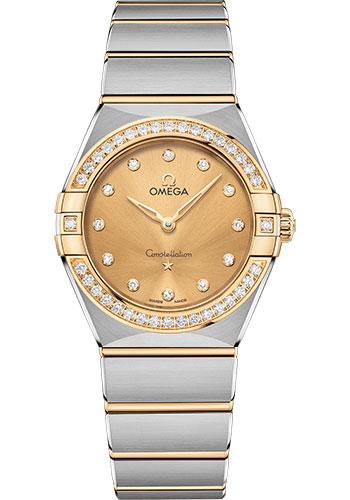 Omega Constellation Manhattan Quartz Watch - 28 mm Steel And Yellow Gold Case - Diamond-Paved Bezel - Champagne Diamond Dial - 131.25.28.60.58.001 - Luxury Time NYC