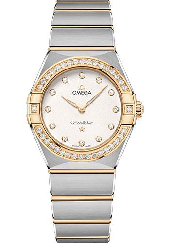 Omega Constellation Manhattan Quartz Watch - 28 mm Steel And Yellow Gold Case - Diamond-Paved Bezel - Crystal White Silvery Diamond Dial - 131.25.28.60.52.002 - Luxury Time NYC
