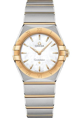 Omega Constellation Manhattan Quartz Watch - 28 mm Steel And Yellow Gold Case - Mother-Of-Pearl Dial - 131.20.28.60.05.002 - Luxury Time NYC