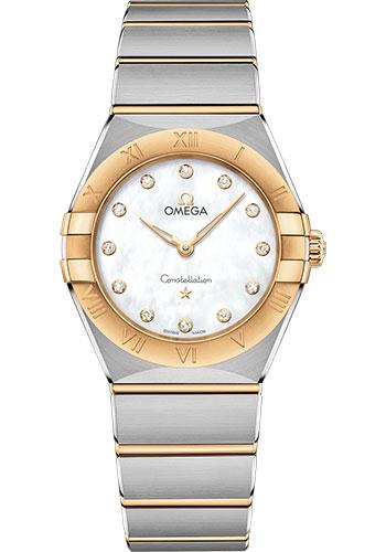 Omega Constellation Manhattan Quartz Watch - 28 mm Steel And Yellow Gold Case - Mother-Of-Pearl Diamond Dial - 131.20.28.60.55.002 - Luxury Time NYC