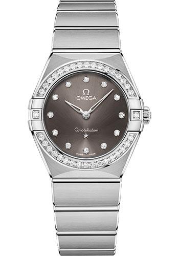 Omega Constellation Manhattan Quartz Watch - 28 mm Steel Case - Diamond-Paved Bezel - Grey Diamond Dial - 131.15.28.60.56.001 - Luxury Time NYC