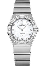 Load image into Gallery viewer, Omega Constellation Manhattan Quartz Watch - 28 mm Steel Case - Diamond-Paved Bezel - Mother-Of-Pearl Diamond Dial - 131.15.28.60.55.001 - Luxury Time NYC