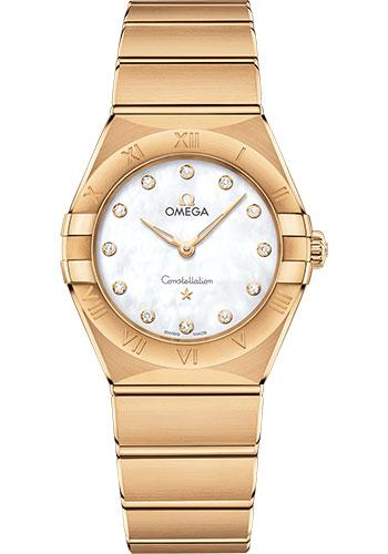 Omega Constellation Manhattan Quartz Watch - 28 mm Yellow Gold Case - Mother-Of-Pearl Diamond Dial - 131.50.28.60.55.002 - Luxury Time NYC