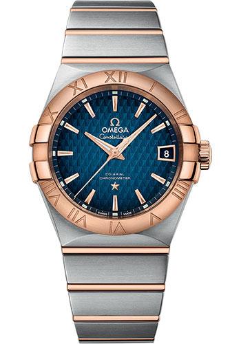 Omega Constellation Omega Co-Axial - 38 mm Steel And Red Gold Case - Blue Dial - 123.20.38.21.03.001 - Luxury Time NYC