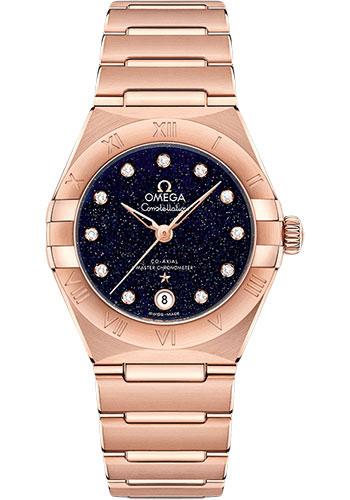 Omega Constellation Omega Co-Axial Master Chronometer - 29 mm Sedna Gold Case - Blue Glass Diamond Dial - 131.50.29.20.53.003 - Luxury Time NYC