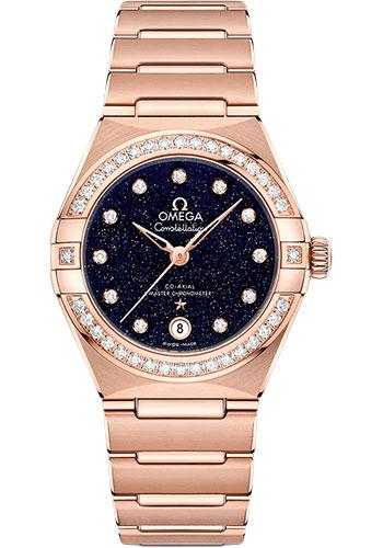Omega Constellation Omega Co-Axial Master Chronometer - 29 mm Sedna Gold Case - Diamond Bezel - Blue Glass Diamond Dial - 131.55.29.20.53.003 - Luxury Time NYC
