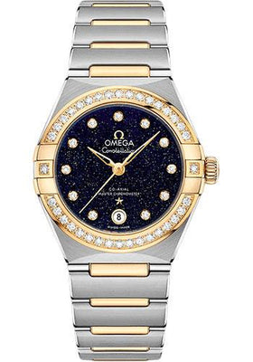 Omega Constellation Omega Co-Axial Master Chronometer - 29 mm Steel And Yellow Gold Case - Diamond Bezel - Blue Glass Diamond Dial - 131.25.29.20.53.001 - Luxury Time NYC