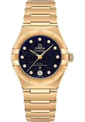 Omega Constellation Omega Co-Axial Master Chronometer - 29 mm Yellow Gold Case - Blue Glass Diamond Dial - 131.50.29.20.53.002 - Luxury Time NYC