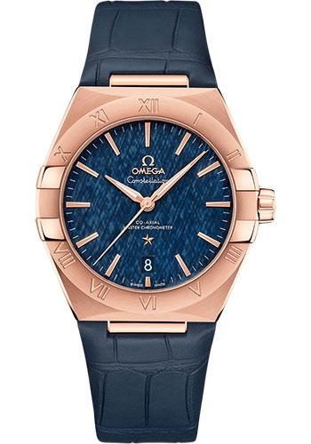 Omega Constellation OMEGA Co-Axial Master Chronometer - 39 mm Sedna Gold Case - Blue Dial - Brown Leather Strap - 131.53.39.20.03.001 - Luxury Time NYC
