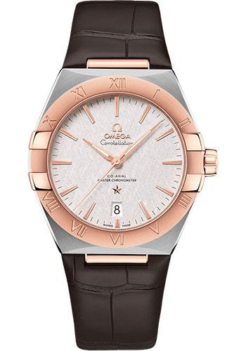 Omega Constellation OMEGA Co-Axial Master Chronometer - 39 mm Steel And Sedna Gold Case - Silvery Dial - Brown Leather Strap - 131.23.39.20.02.001 - Luxury Time NYC
