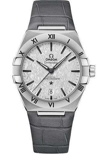 Omega Constellation OMEGA Co-Axial Master Chronometer - 39 mm Steel Case - Rhodium-Grey Dial - Grey Leather Strap - 131.13.39.20.06.001 - Luxury Time NYC
