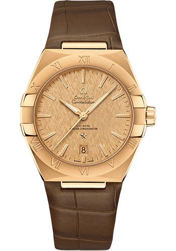 Omega Constellation OMEGA Co-Axial Master Chronometer - 39 mm Yellow Gold Case - Champagne Dial - Brown Leather Strap - 131.53.39.20.08.001 - Luxury Time NYC