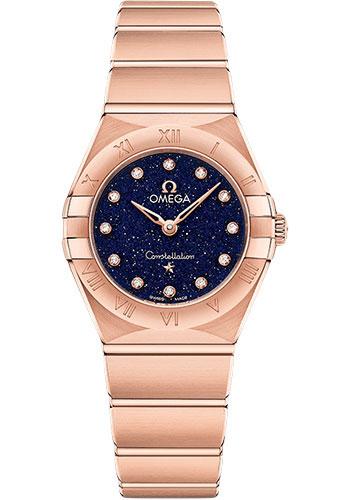 Omega Constellation Quartz - 25 mm Sedna Gold Case - Blue Glass Diamond Dial - 131.50.25.60.53.002 - Luxury Time NYC