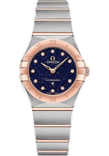 Omega Constellation Quartz - 25 mm Steel And Sedna Gold Case - Blue Glass Diamond Dial - 131.20.25.60.53.002 - Luxury Time NYC
