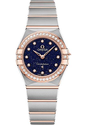 Omega Constellation Quartz - 25 mm Steel And Sedna Gold Case - Diamond Bezel - Blue Glass Diamond Dial - 131.25.25.60.53.002 - Luxury Time NYC