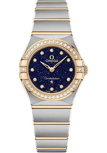 Omega Constellation Quartz - 25 mm Steel And Yellow Gold Case - Diamond Bezel - Blue Glass Diamond Dial - 131.25.25.60.53.001 - Luxury Time NYC